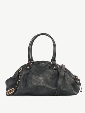 Gucci Sukey Black Guccissima Leather Boston Bag